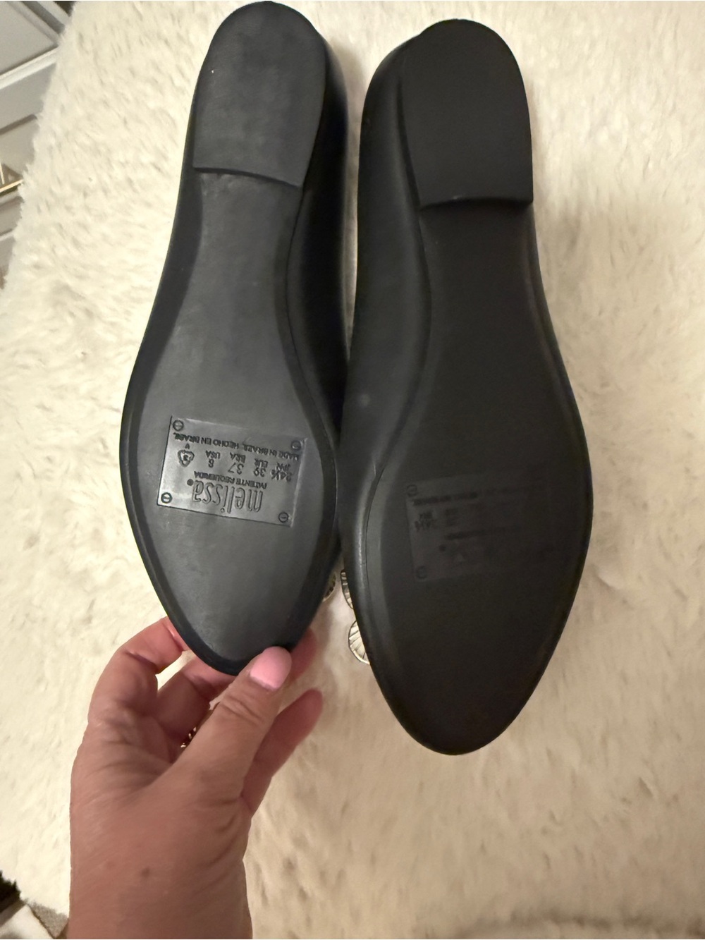 Melissa Doll XIX Women's Black PVC Ballet Flats with Gold Butterflies  8 NEW - Picture 5 of 11